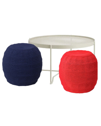 Ensemble POP CORAIL - table basse + 2 poufs