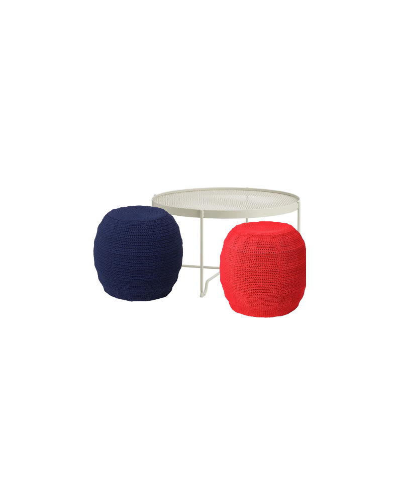 Ensemble POP CORAIL - table basse + 2 poufs