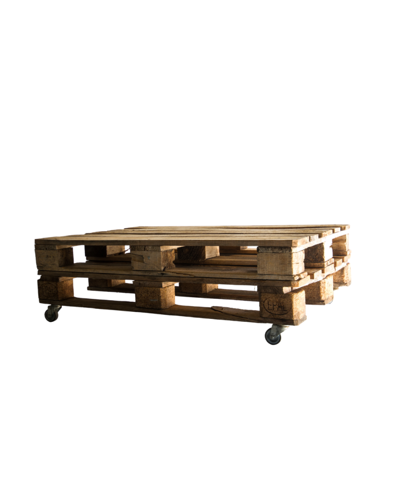 Table basse palette 120x80 sur roulettes