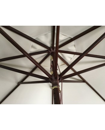 Parasol Bois exotique rond diam 3m + pied + lestage 35kg