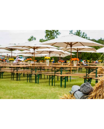 Parasol Bois exotique rond diam 3m + pied + lestage 35kg