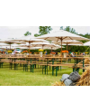 Parasol Bois exotique rond diam 3m + pied + lestage 35kg