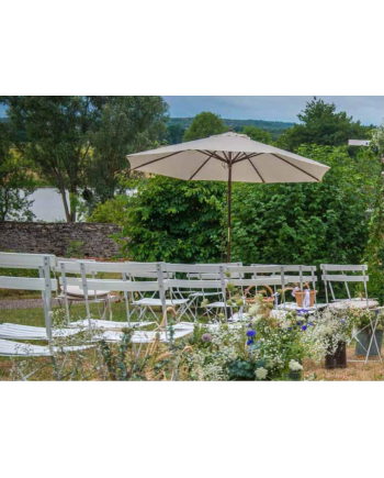 Parasol Bois exotique rond diam 3m + pied + lestage 35kg