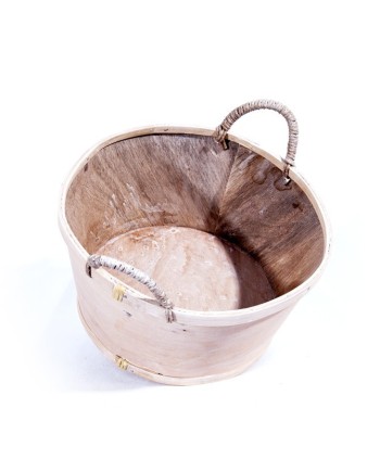 Panière ronde bois naturel avec anse 23cm