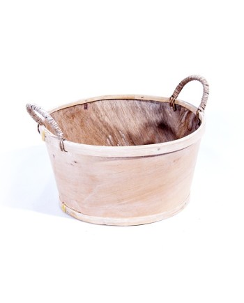 Panière ronde bois naturel avec anse 23cm