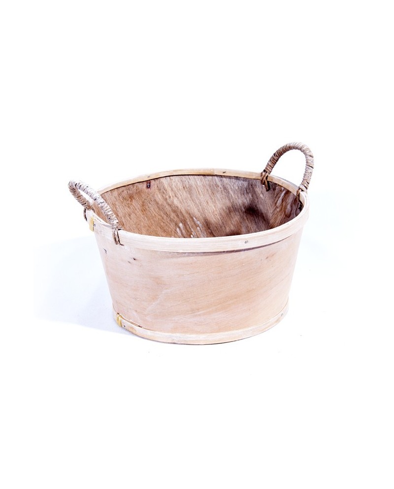 Panière ronde bois naturel avec anse 23cm