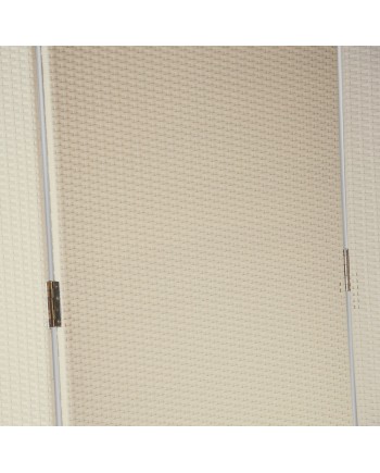Paravent tryptique résine tressée blanc (3x 0.75cm) x 200cm