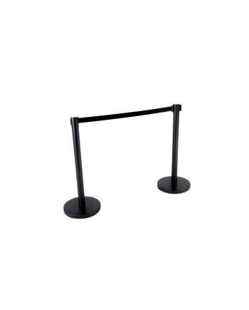 Potelet à enrouleur noir 2m h 91cm système sangle