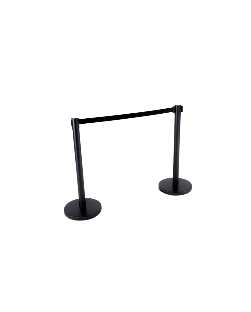 Potelet à enrouleur noir 2m h 91cm système sangle
