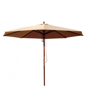 Parasol Bois exotique rond diam 3m + pied + lestage 35kg
